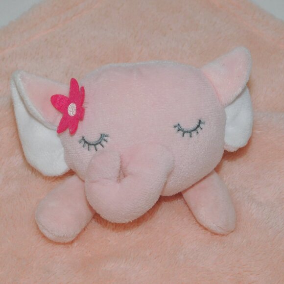 Baby Gear Pink Elephant w Flower Plush Security Blanket Baby Lovey nunu Soother - Picture 2 of 7